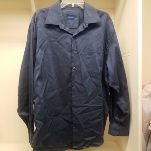 Mens Dark Blue Long Sleeve Dress Shirt
